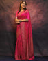 Vasthrlay Banarasi Kanjivaram Rani Pink Saree With Unstitched Blouse Piece