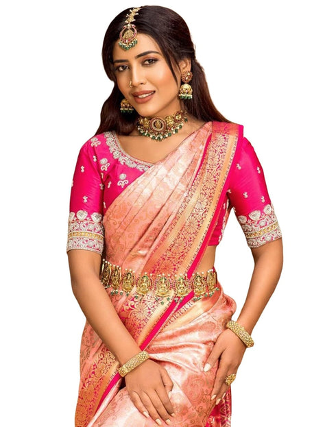 Vasthrlay Womens Weaving Unstitched Cream Saree