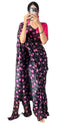 Vasthrlay Black Georgette Printed Unstitched Saree