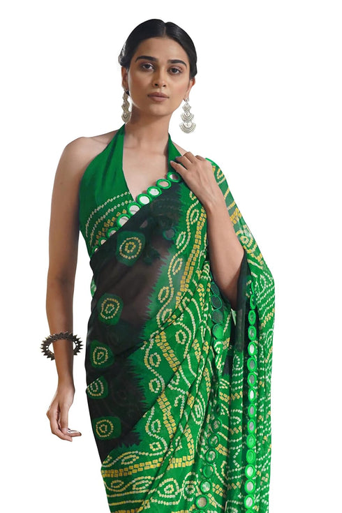 Vasthrlay Fashion Georgette Bandhej Red Ethnic Wear
