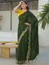 Vasthrlay Chinnon Embroidery Lime Saree