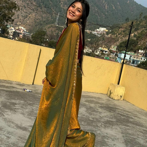 Vasthrlay Boarder Unstitched Chhaavag Mustard Free Ethnic Wear