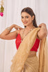 Vasthrlay Beige Womens Shimmer Ready To Wear Saree