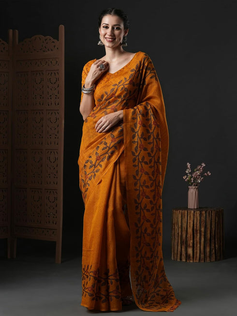 Vasthrlay Botanical Printed Unstitched Black Hs Ethnic Wear