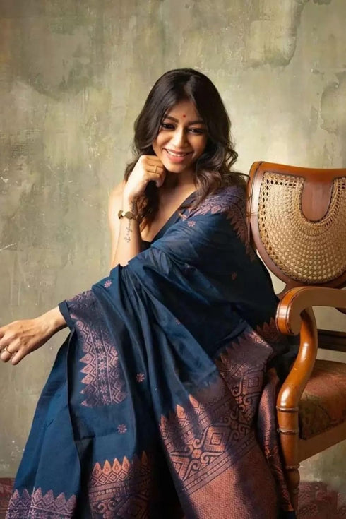 Vasthrlay Kanjivaram Cotton Lavender Ethnic Wear