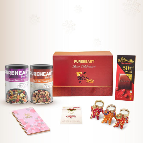 PUREHEART Christmas & New Year Celebration Gift Hamper | Premium Gift Box with Trail Mix and Salt & Sweet Nutmix