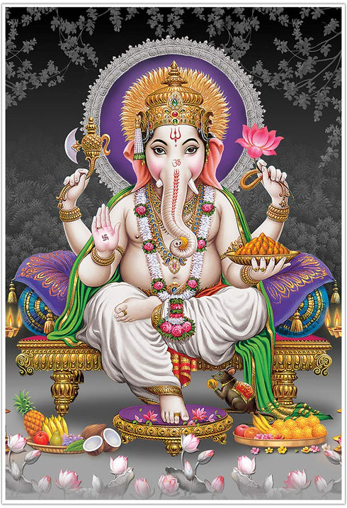 Lord Ganesh Poster 300 GSM Thick Paper| Laminated| Multicolour