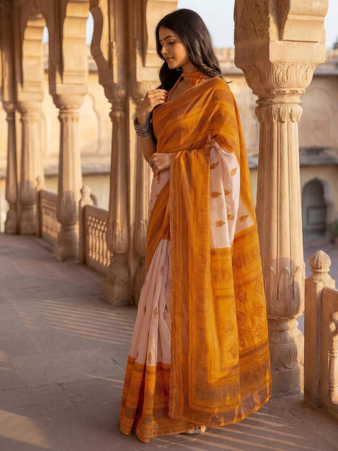 Vasthrlay Printed Peach1 Saree