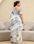 Vasthrlay Womens Printed Unstitched Off White Saree