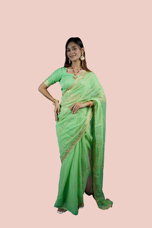 Vasthrlay Embroidery Lightgreen Ethnic Wear