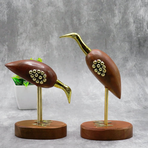 Wooden and Brass Saras Pair-6 inch