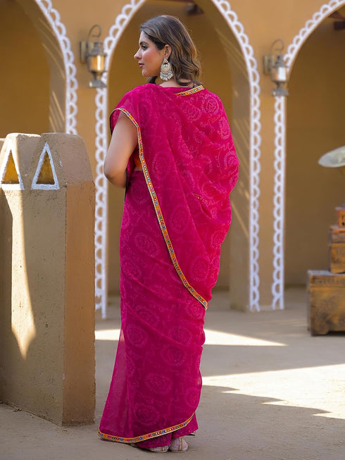 Vasthrlay Georgette Bandhani Orange Saree
