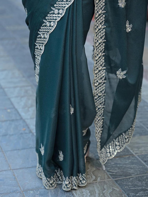 Vasthrlay Georgette Embroidery Dusty Saree