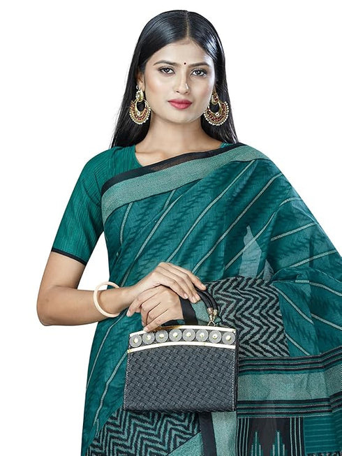 Rani Saahiba Women'S Pure Cotton Printed Saree With Blouse Piece