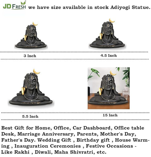JD FRESH 5.5 Inch Adiyogi Statue with Rudraksh Mala