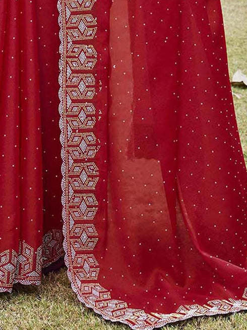 Vasthrlay Georgette Scalloped Rani Saree