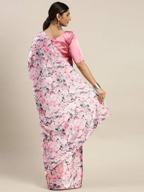 Vasthrlay Pink Printed Saree