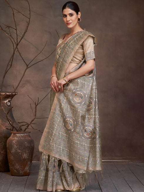 Vasthrlay Madhubani Printed Unstitched Hs Ethnic Wear
