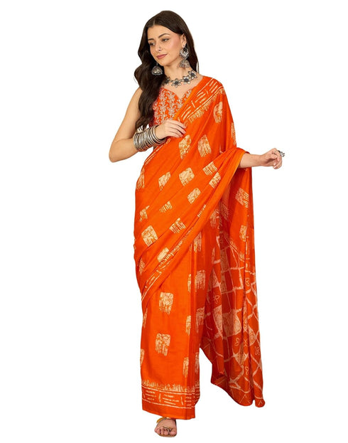 Vasthrlay Womens Printed Unstitched White Saree