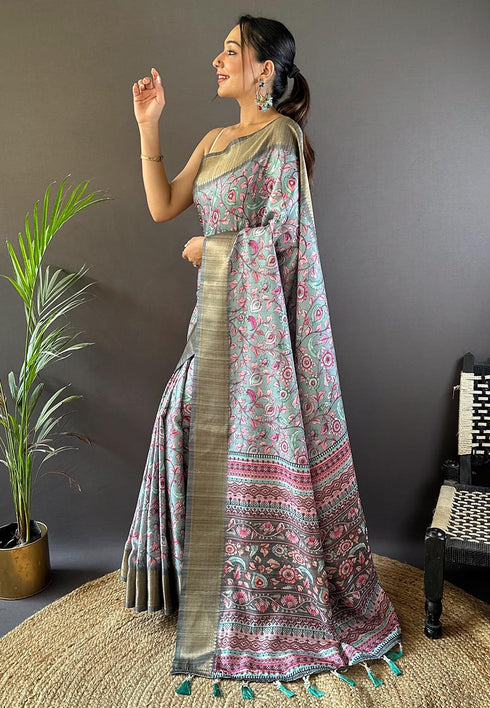 Vasthrlay Kanjivaram Kalamkari Printed Ethnic Wear