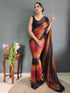 Vasthrlay Womens Georgette Unstitched Brown Saree