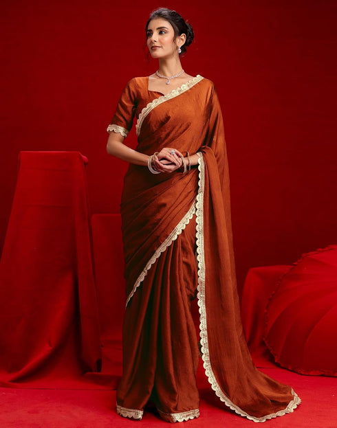 Vasthrlay Womens Unstitched Blouse Red Saree