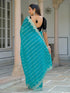 Vasthrlay Embroidery Scalloped Unstitched Navy Blue Saree