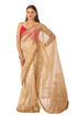 Vasthrlay Beige Womens Shimmer Ready To Wear Saree