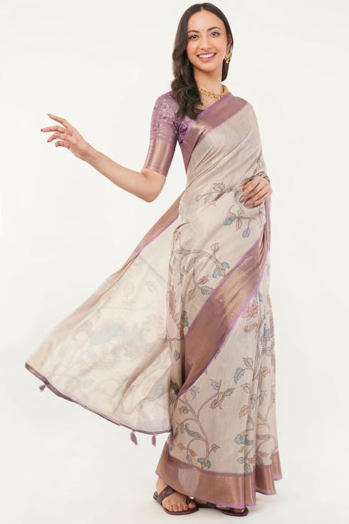 Vasthrlay Multicolor1 Polyester Saree With Unstitched Blouse Piece