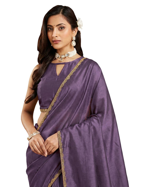 Vasthrlay Purple Decorative Unstitched Saree