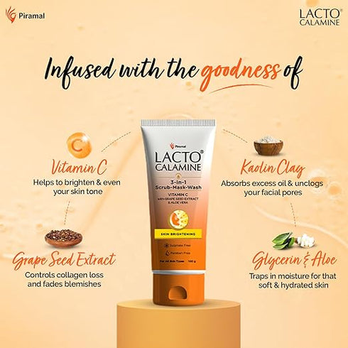 Lacto Calamine 3-in-1 Vitamin C Face Scrub-Mask-Wash