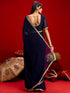 Vasthrlay Georgette Printed Navy Navy Blue Saree