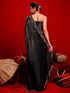 Vasthrlay Shimmer Scalloped Black Saree With Unstitched Blouse Piece