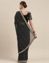 Vasthrlay Bandhani Georgette Black Saree With Unstitched Blouse Piece