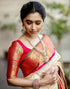 Vasthrlay Banarasi Jacquard White Saree With Unstitched Blouse Piece