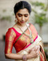 Vasthrlay Banarasi Jacquard Unstitched Beige Saree