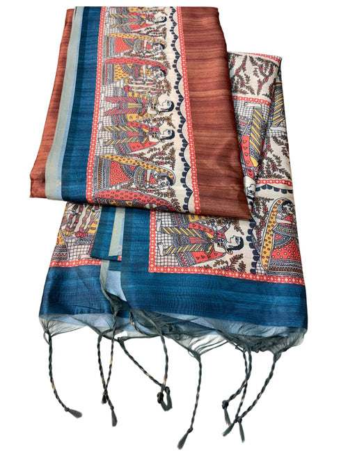 Vasthrlay Tussar Ghicha Traditional Kalamkari Madhubani