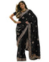 Vasthrlay Scalloped Embroidery Unstitched Maroon Saree
