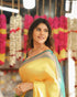 Vasthrlay Mustard Yellow Jacquard Traditional Unstitched Saree