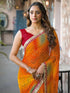 Vasthrlay Bandhani Embroidery Yellow Saree