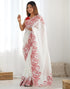 Vasthrlay Embroidery Scalloped Unstitched Off White Saree