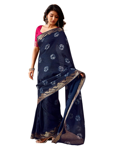 Vasthrlay Weaving Printed Unstitched Maroon Saree