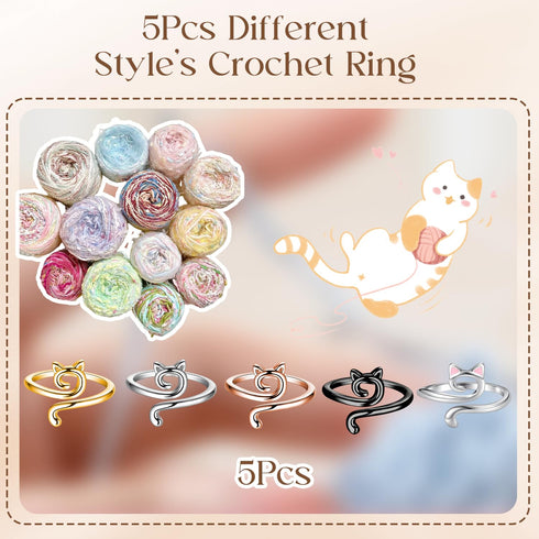 Women's 5 Pcs Crochet Ring for Finger