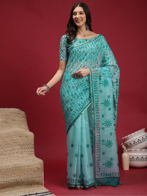 Vasthrlay Madhubani Printed Unstitched Hs Ethnic Wear