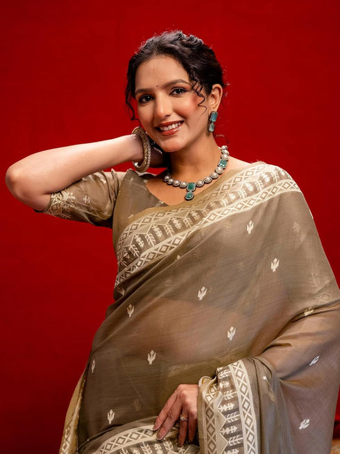 Vasthrlay Weaving Beige1 Beige Saree