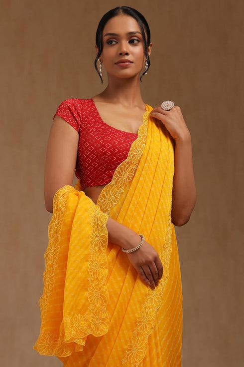 Vasthrlay Yellow Georgette Leheriya