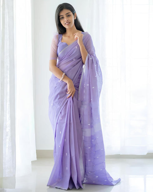 Vasthrlay Purple Unstitched Saree