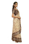 Vasthrlay Cream Terracotta Abstract Print Polyester Saree With Zari Border And Unstitched Blouse Piece