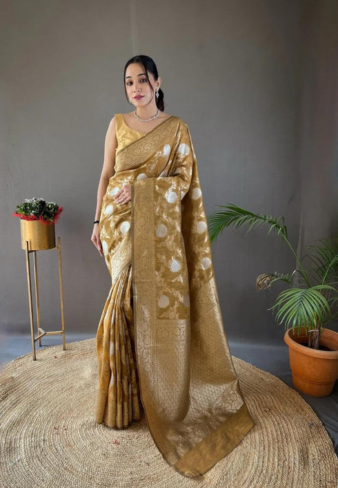 Vasthrlay Banarasi Unstitched Saree