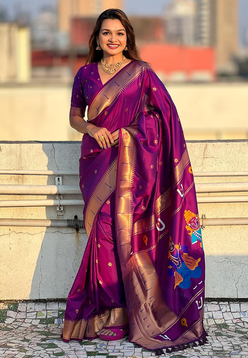 Vasthrlay Kanjivaram Paithani Unstitched Mahendi Ethnic Wear